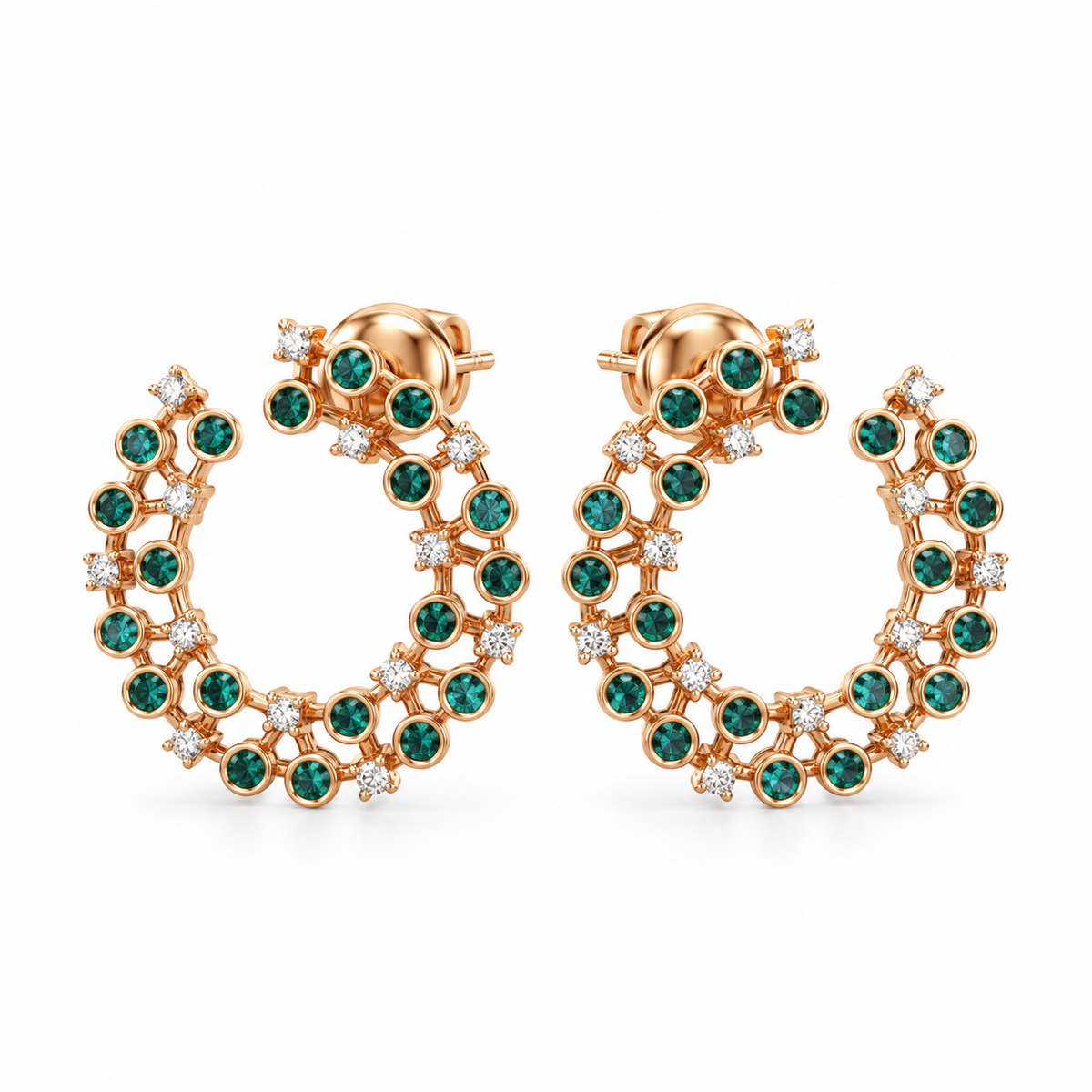 Blue Diamond Open Hoop Earrings
