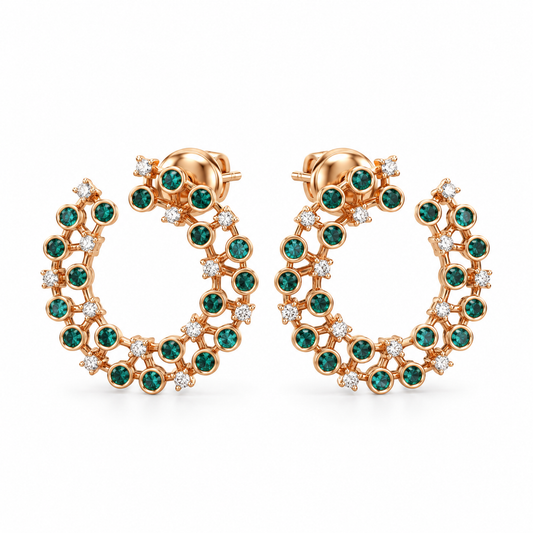 Blue Diamond Open Hoop Earrings