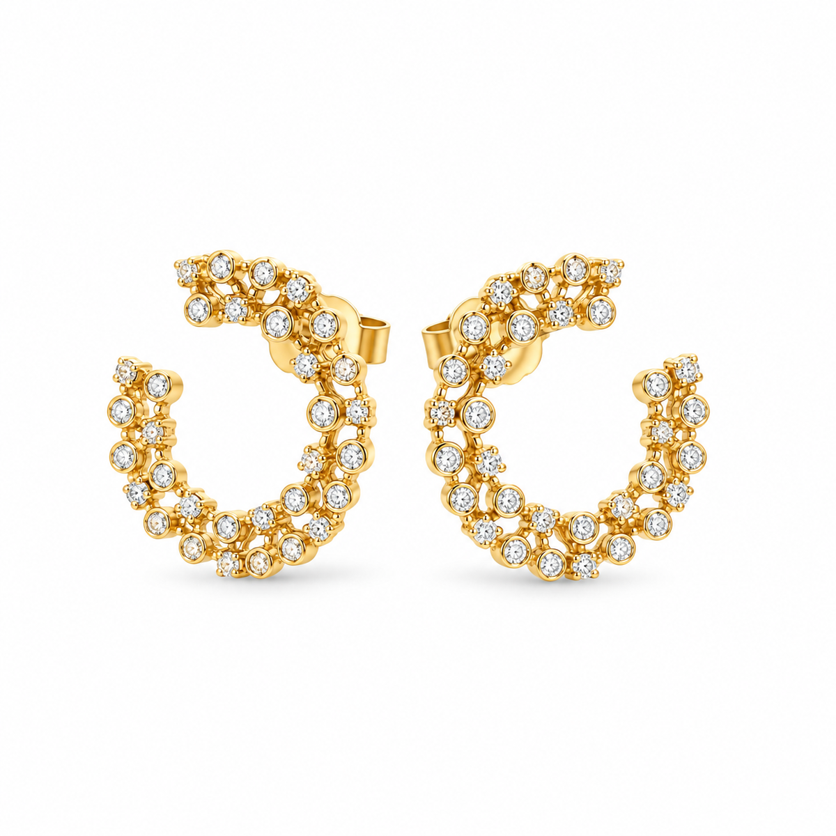 Diamond Lace Open Hoop Earrings