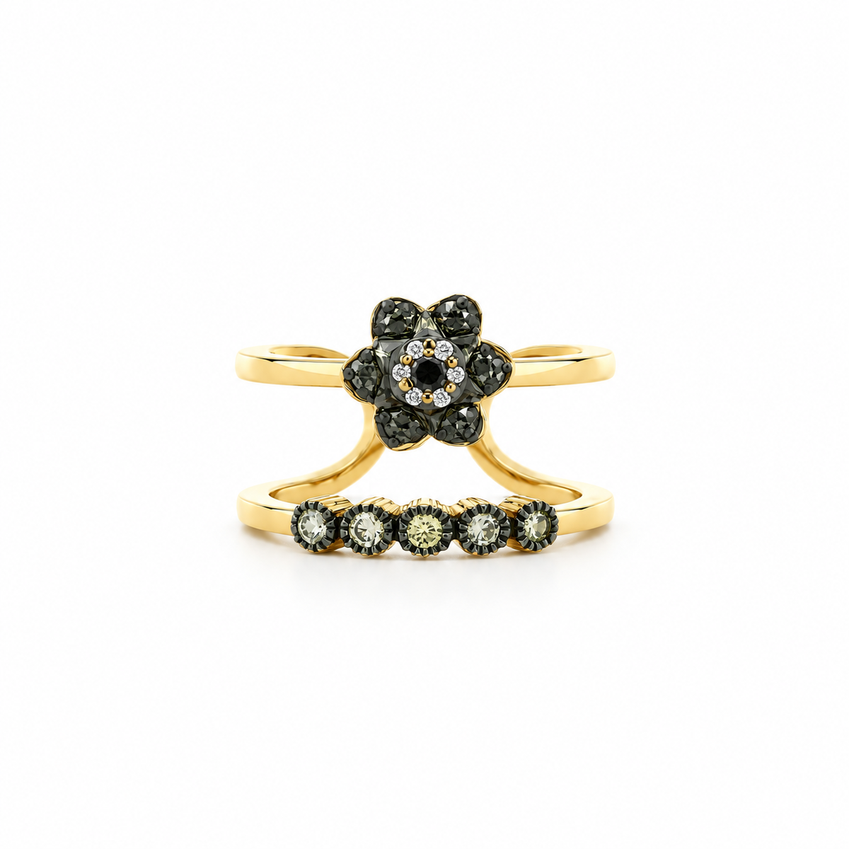 Black Flora Tiered Diamond Ring