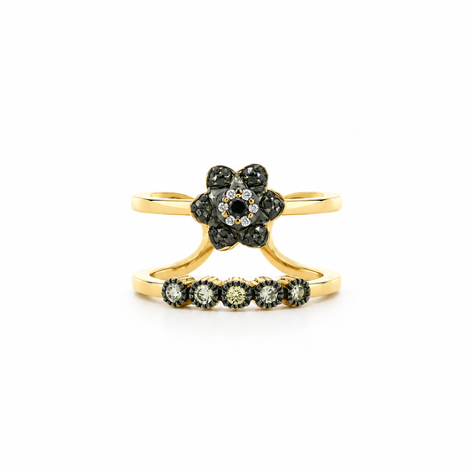 Black Flora Tiered Diamond Ring