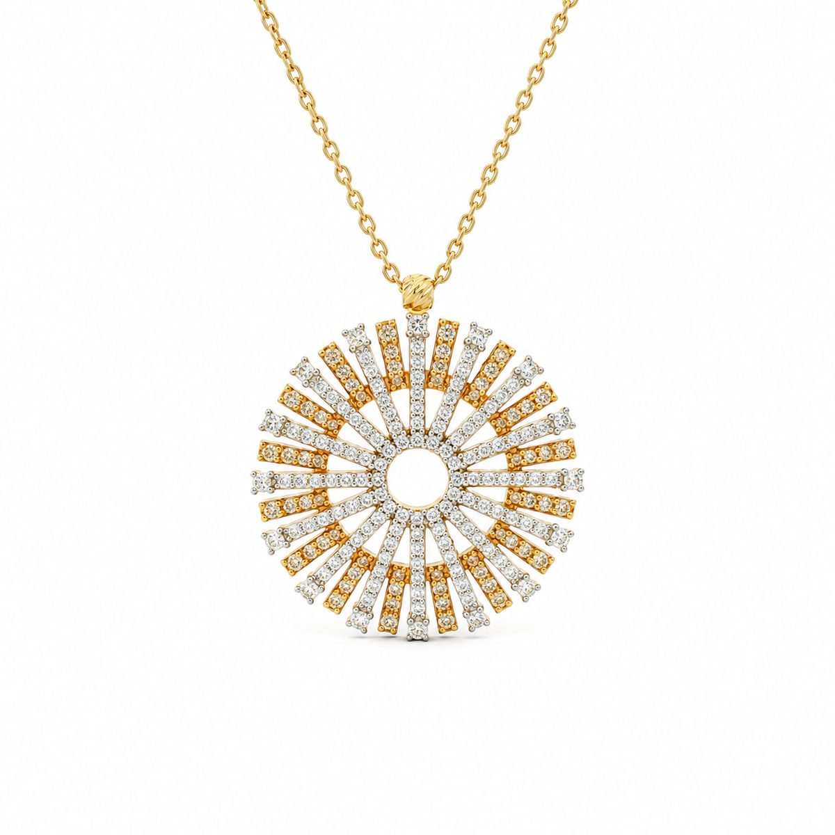Two-Tone Sunray Diamond Necklace