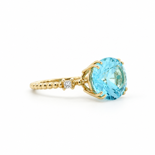 Topaz Beaded Diamond Ring