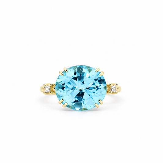 Topaz Beaded Diamond Ring