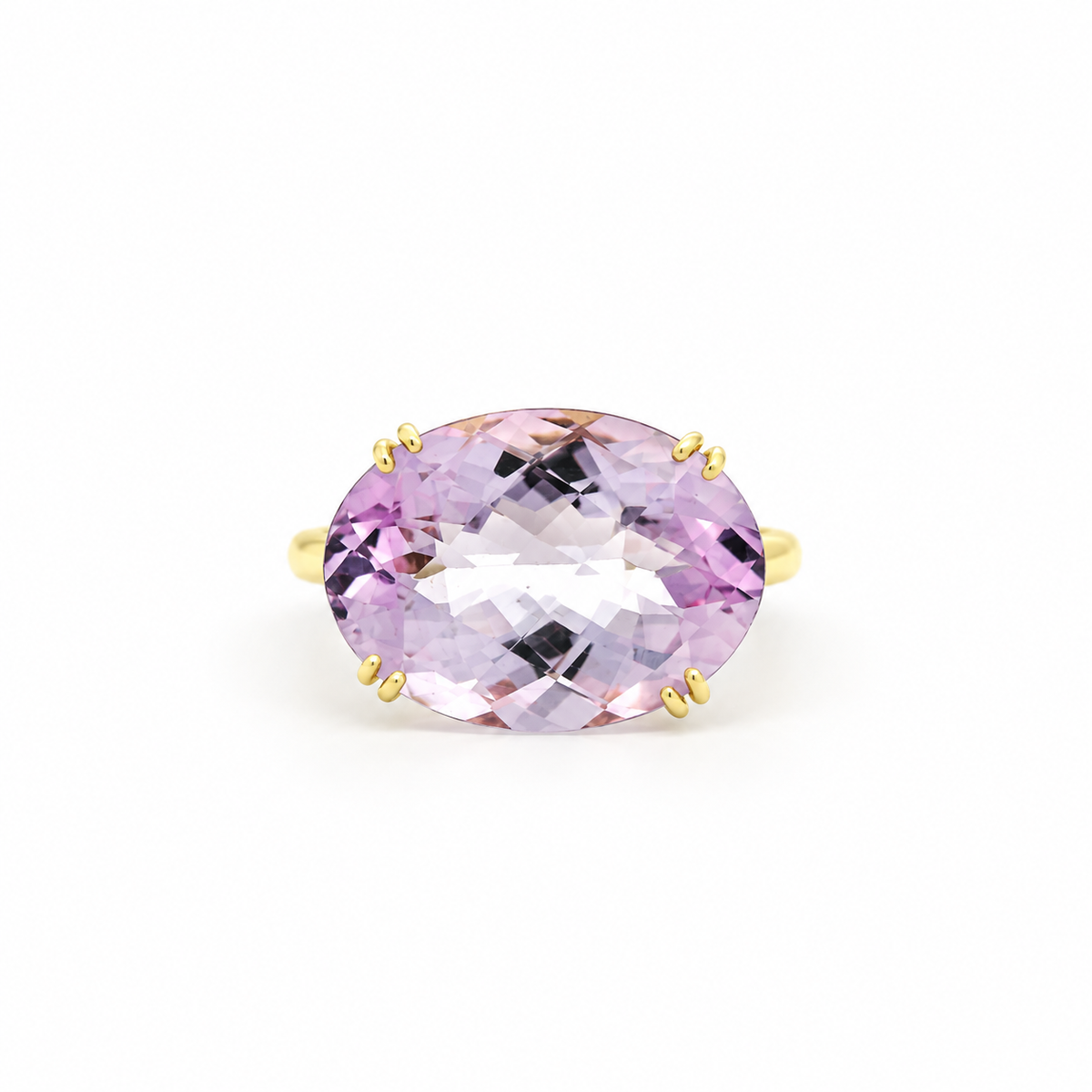 Rose-Cut Amethyst Solitaire Diamond Ring