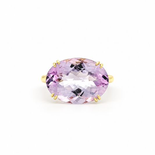 Rose-Cut Amethyst Solitaire Diamond Ring