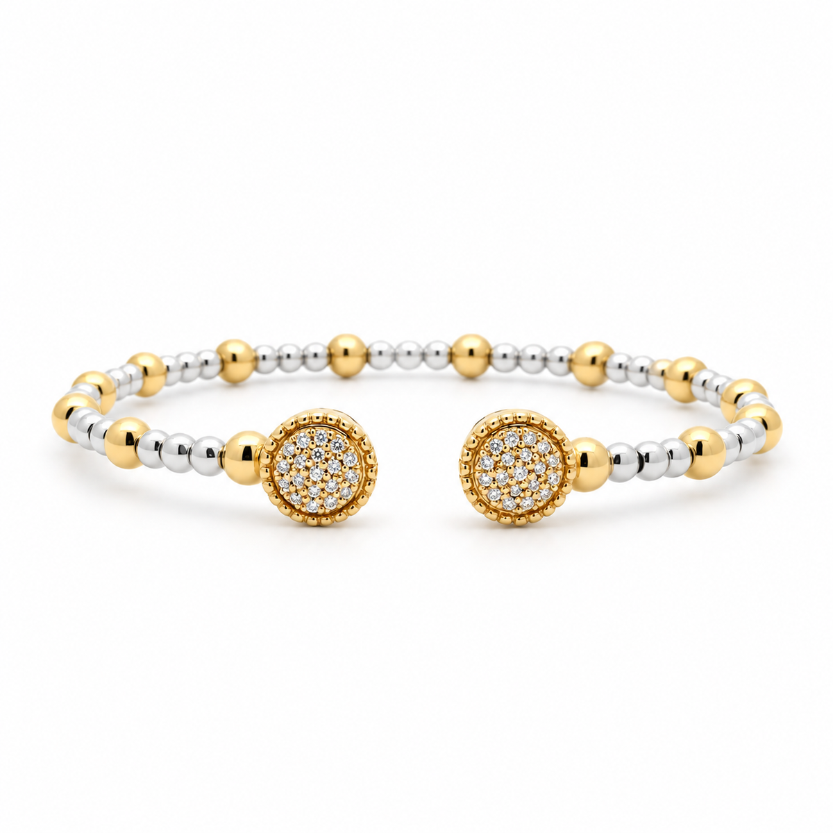 Open Cuff Beaded Diamond Bracelet