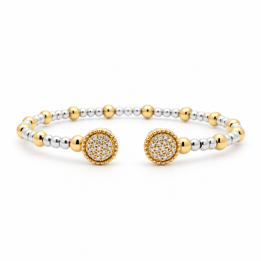 Open Cuff Beaded Diamond Bracelet