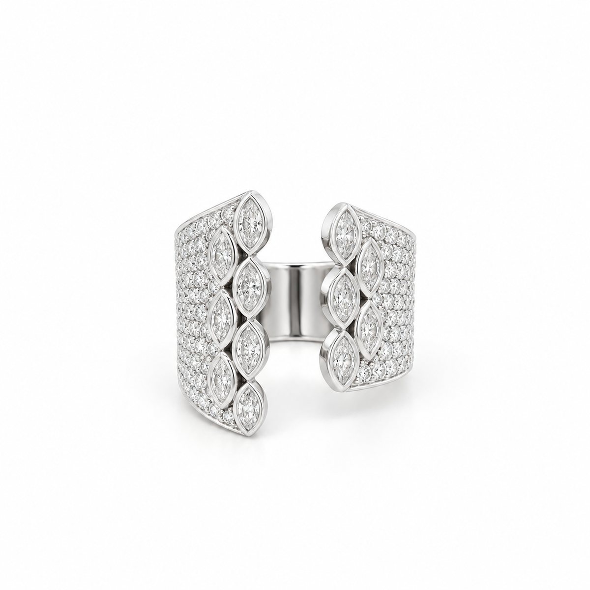 Marquise Diamond Pavé Cuff Ring