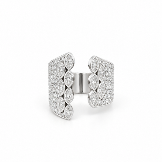 Marquise Diamond Pavé Cuff Ring