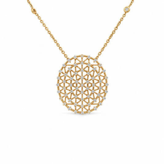 Diamond Lattice Disc Necklace