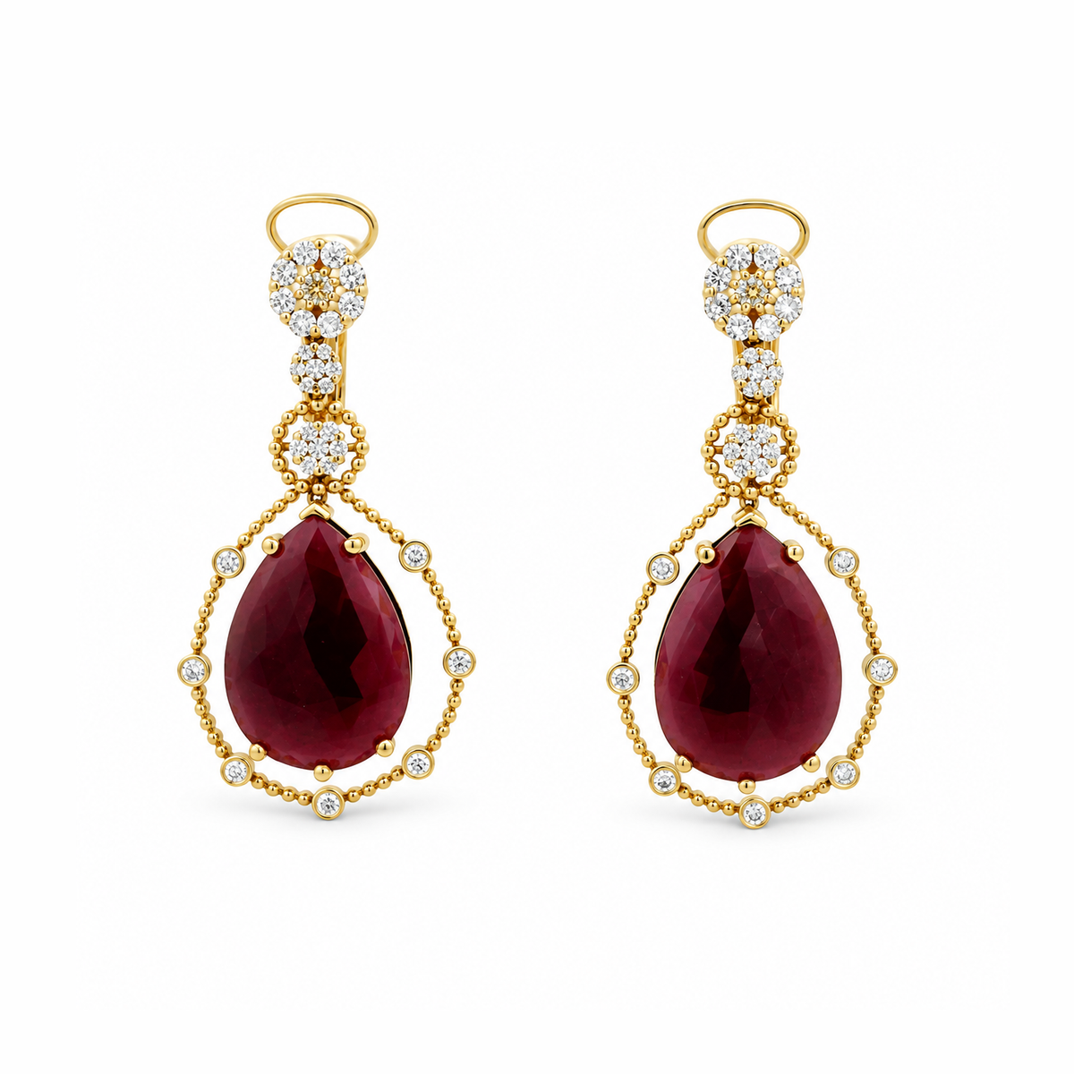 Ruby Bezel Drop Earrings