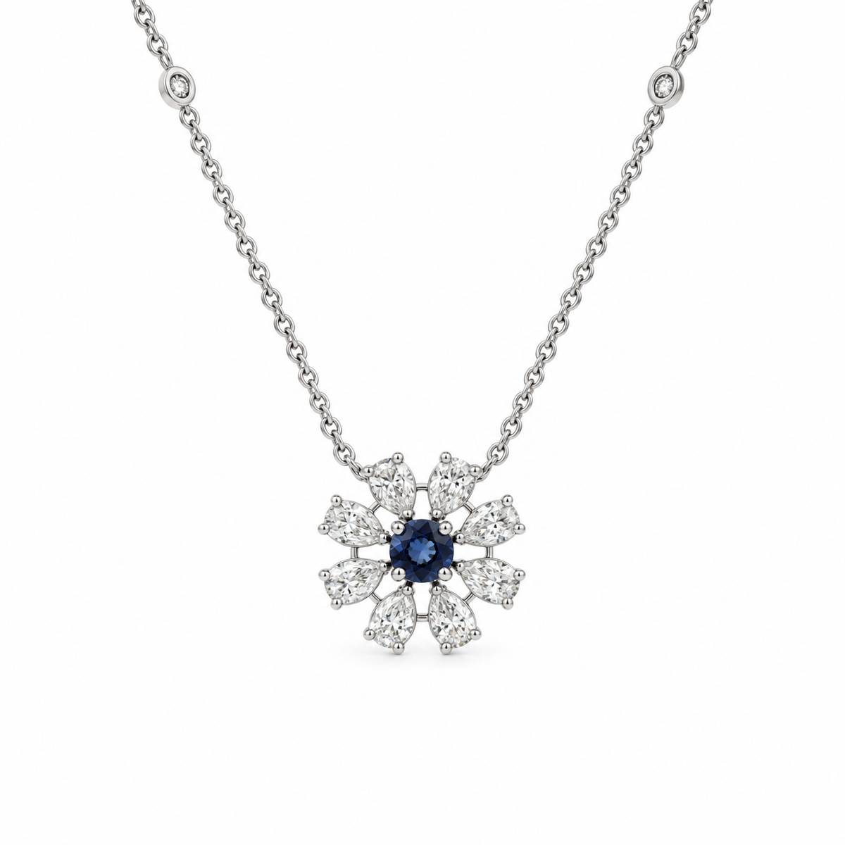 Sapphire Flora Diamond Necklace