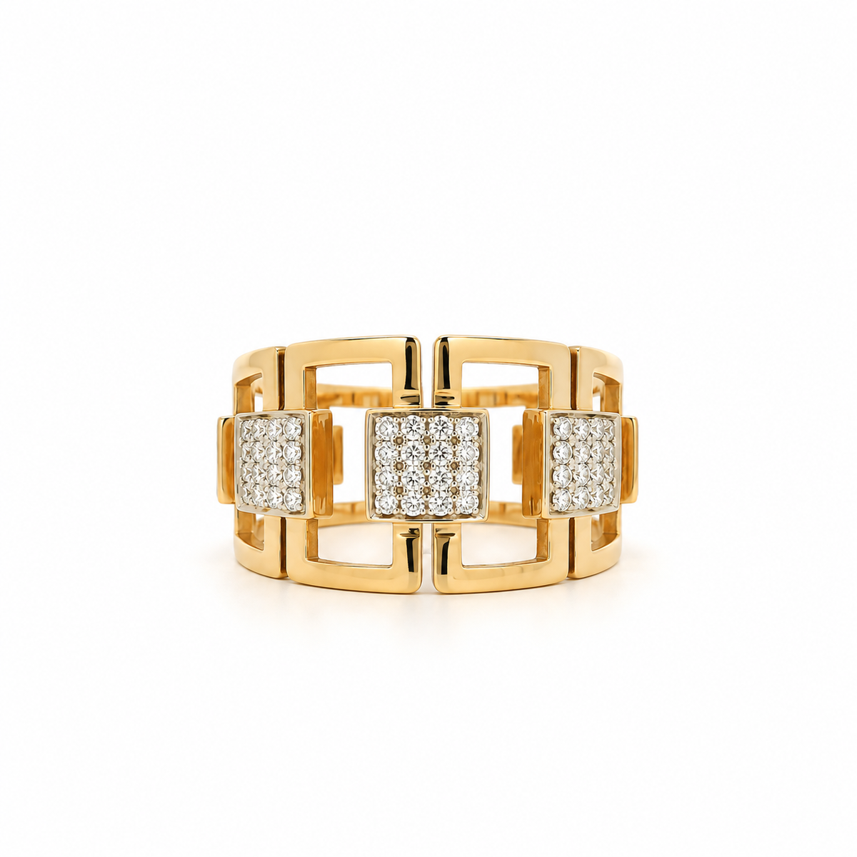 Geometric Pavé Diamond Ring