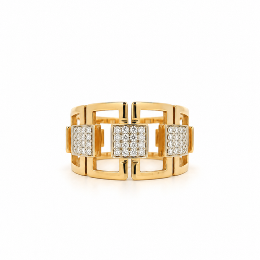 Geometric Pavé Diamond Ring
