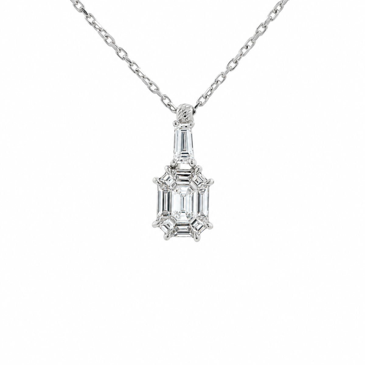 Emerald-Cut Diamond Geometric Necklace