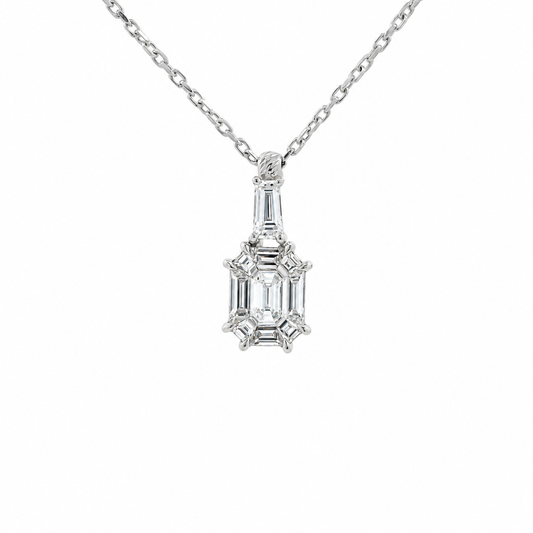 Emerald-Cut Diamond Geometric Necklace