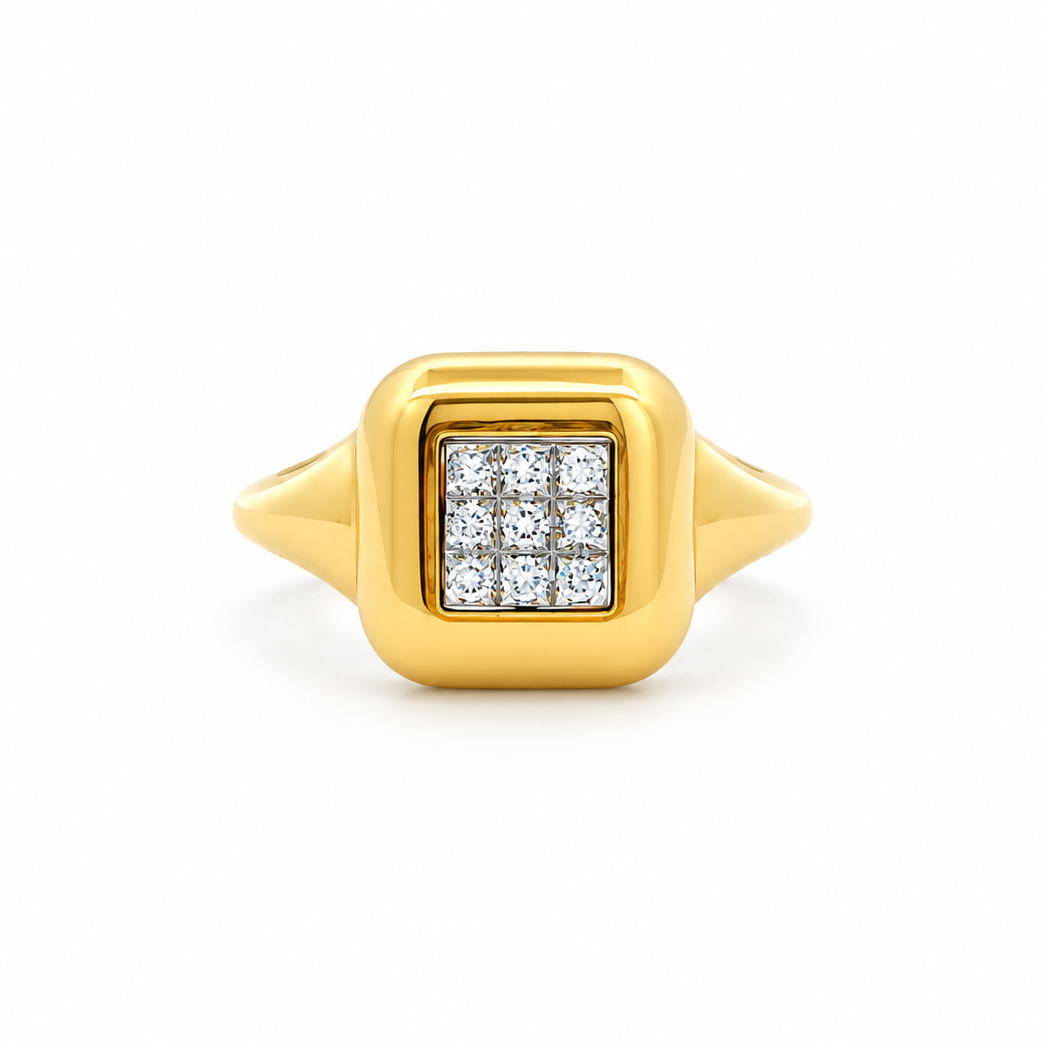Geo Diamond Signet Ring