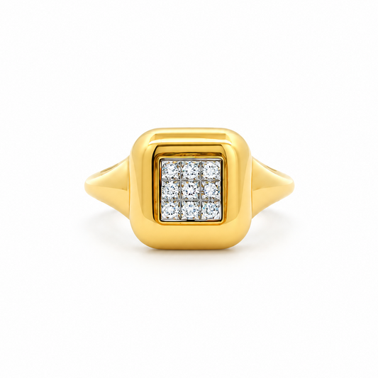 Geo Diamond Signet Ring