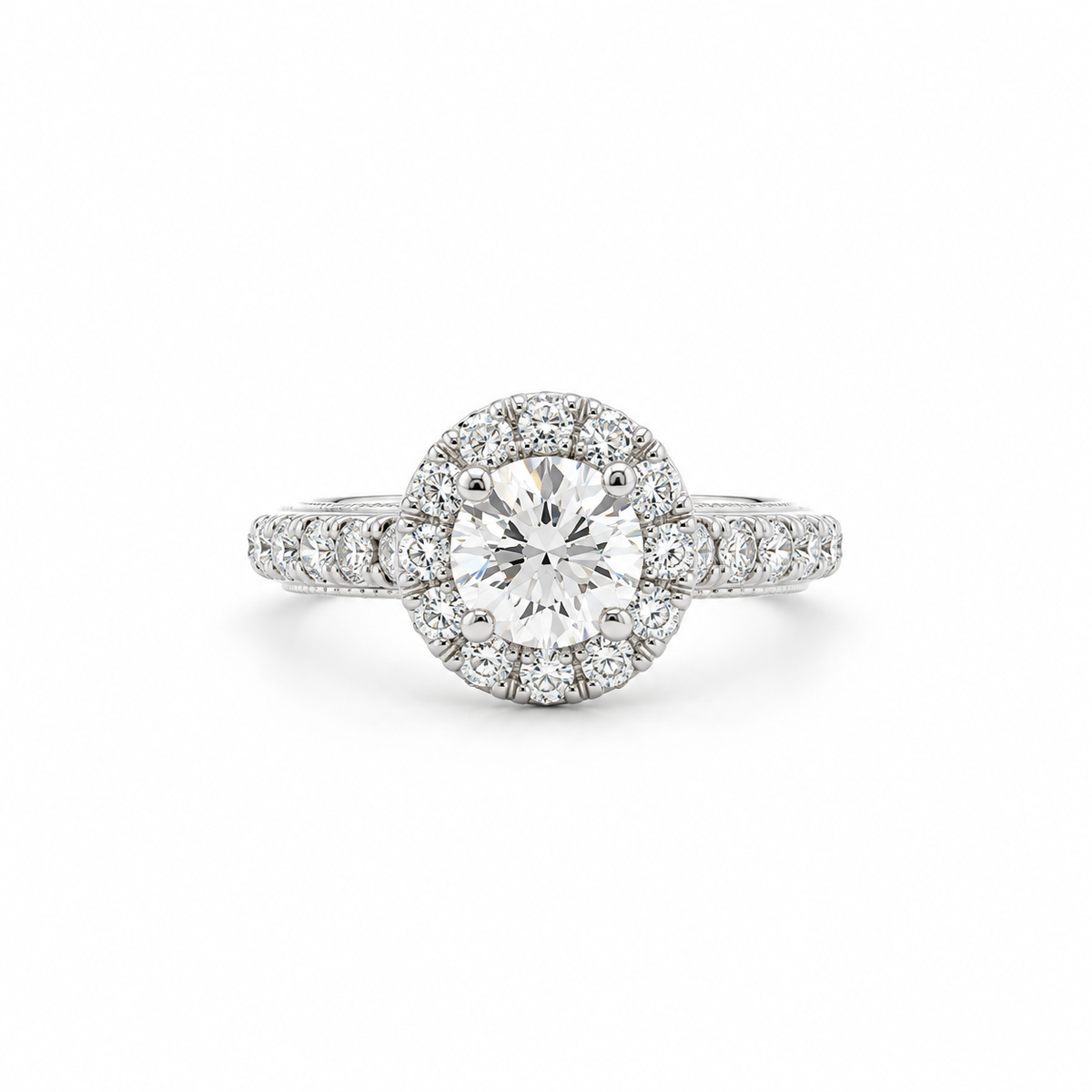 The Signature Halo Diamond Ring in white gold