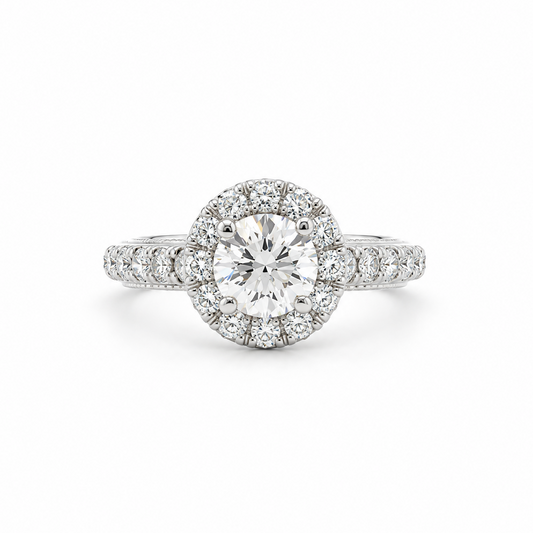 The Signature Halo Diamond Ring in white gold