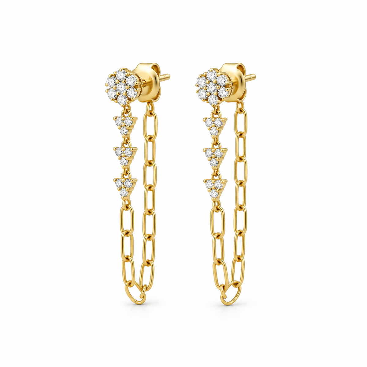 Delicate Chain Drop Diamond Earrings