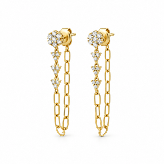 Delicate Chain Drop Diamond Earrings