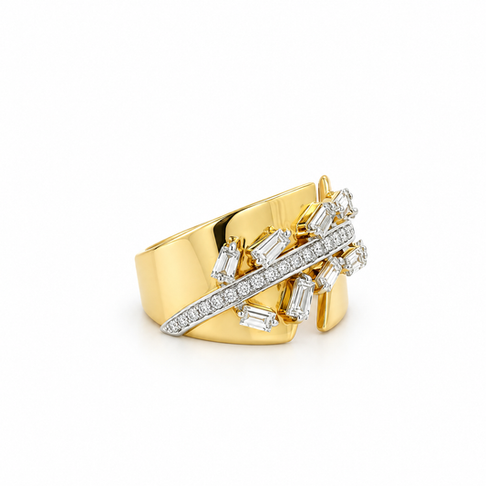 Diamond Burst Open Cuff Ring