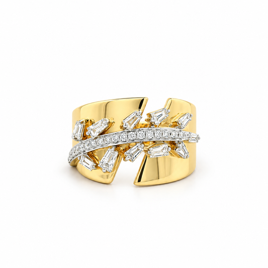 Diamond Burst Open Cuff Ring
