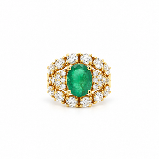 Regal Emerald Diamond Ring