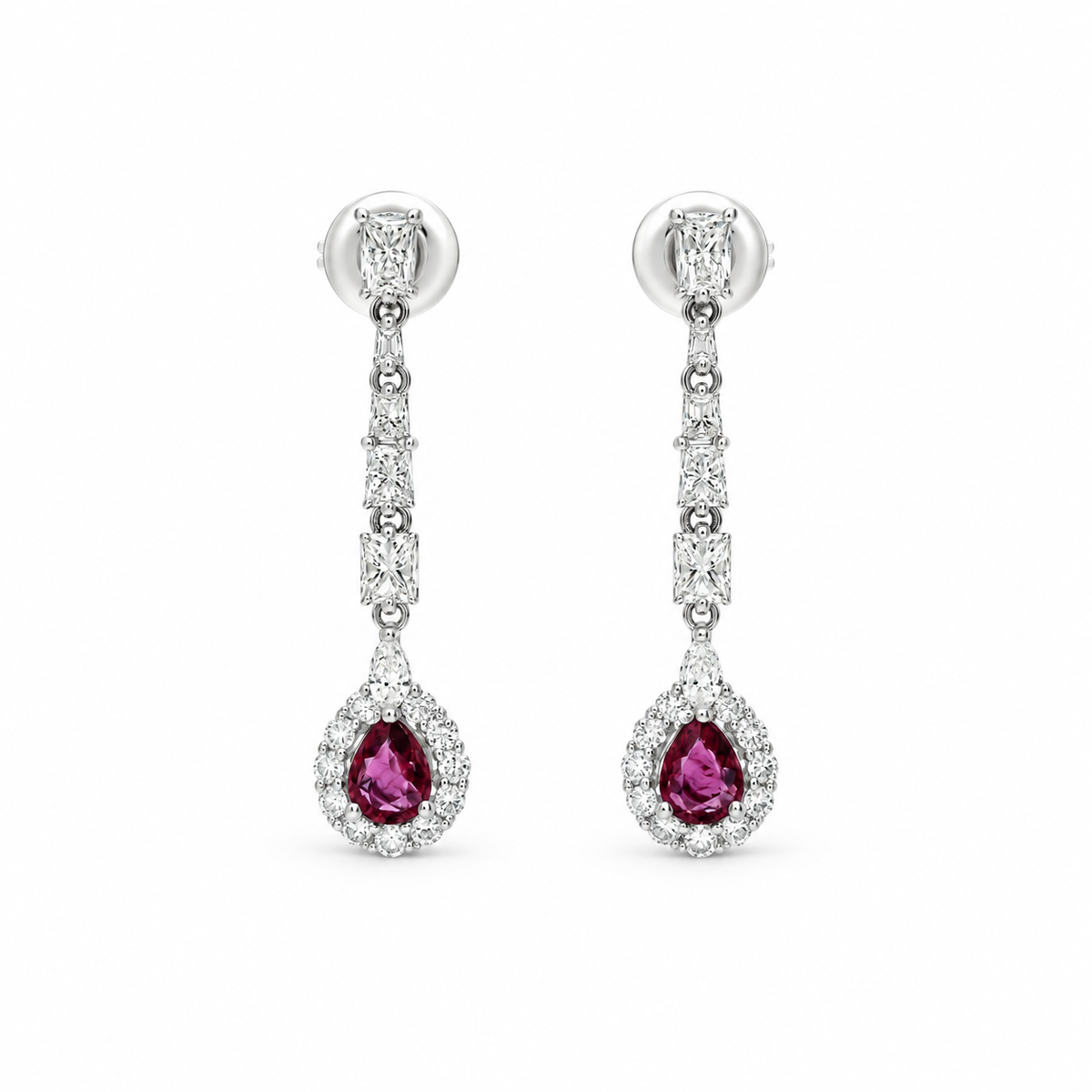 Pink Sapphire and Diamond Drop Earrings