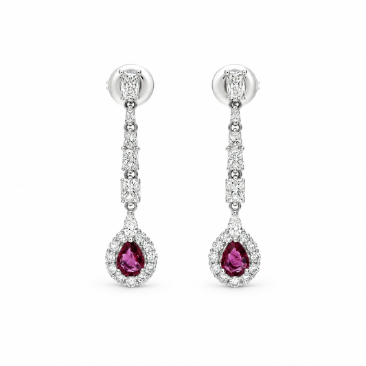 Pink Sapphire and Diamond Drop Earrings