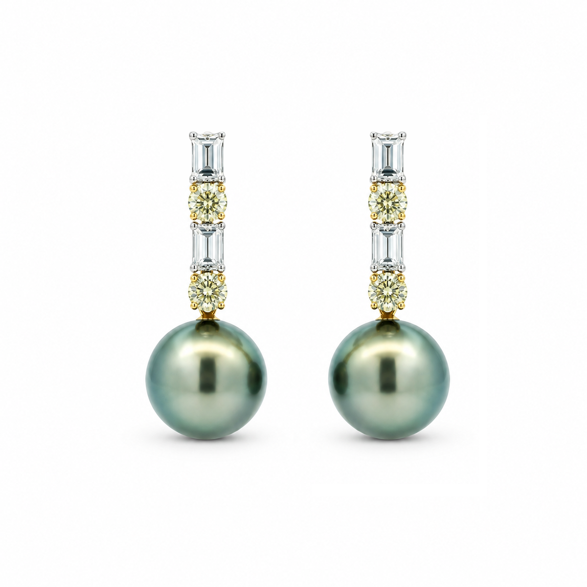 Champagne Diamond Tahitian Pearl Earrings