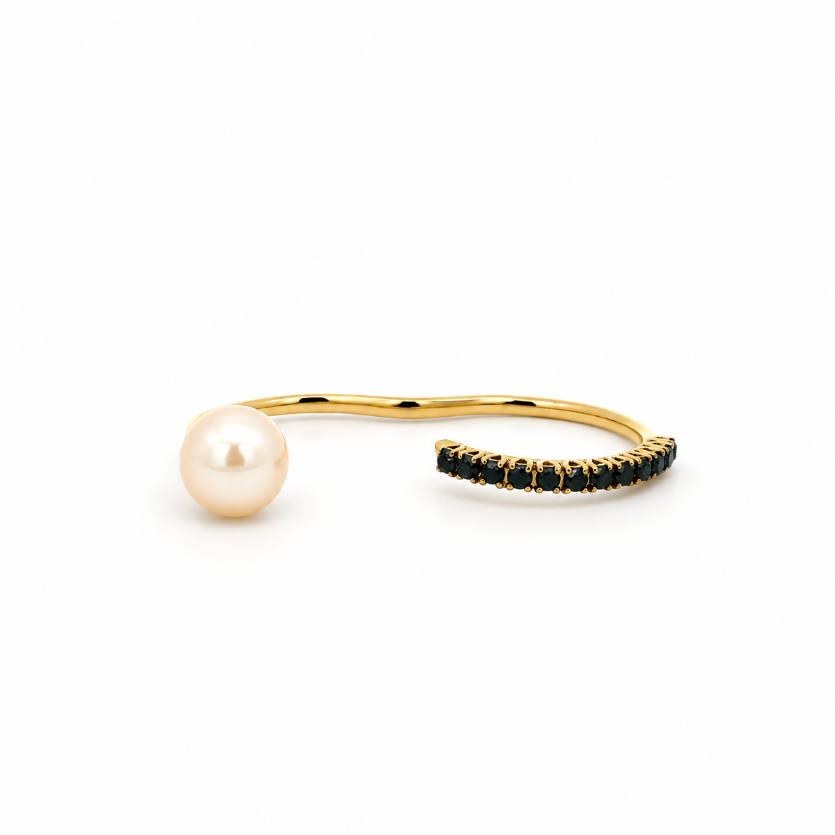 Black Diamond and Pearl Double Ring