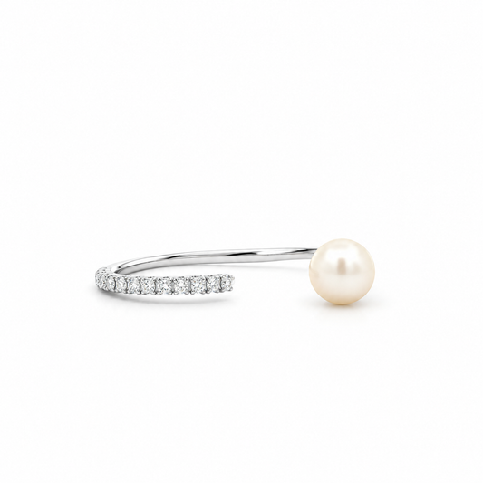 Open Diamond and Pearl Double Ring
