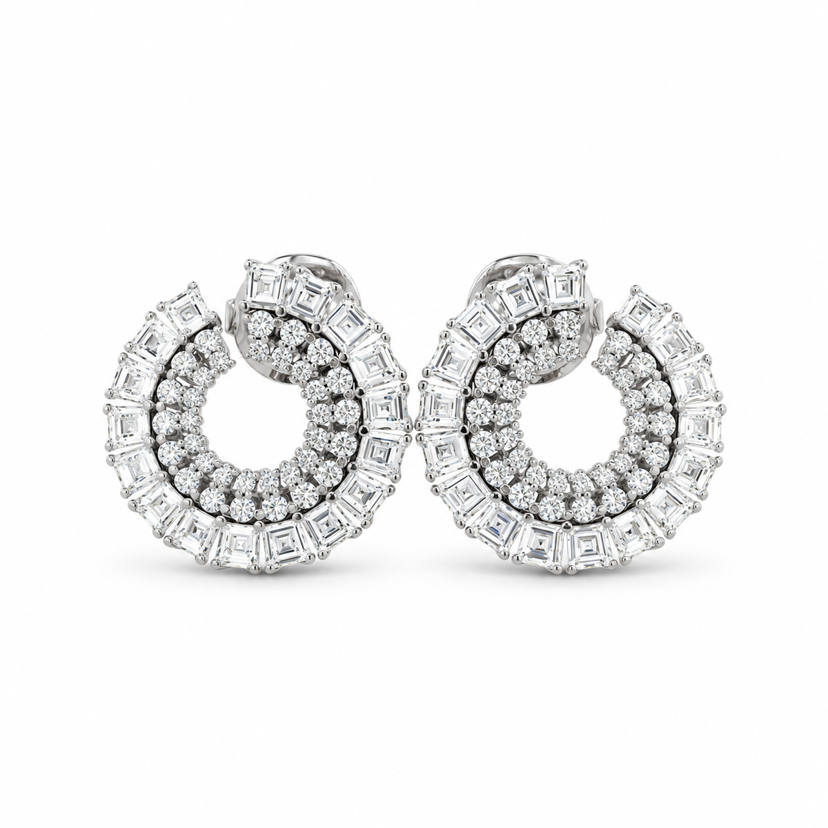 Diamond Spiral Side Hoop Earrings