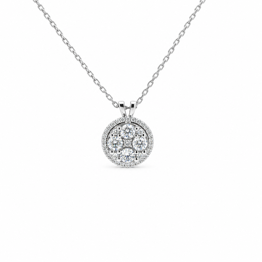 Diamond Cluster Circle Necklace