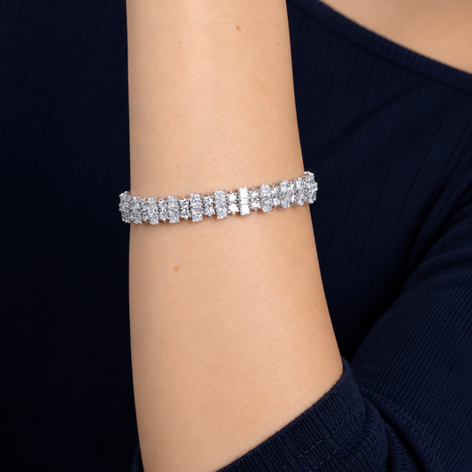 Diamond Alternating Cut Tennis Bracelet