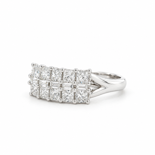 Classic Three-Row Diamond Ring