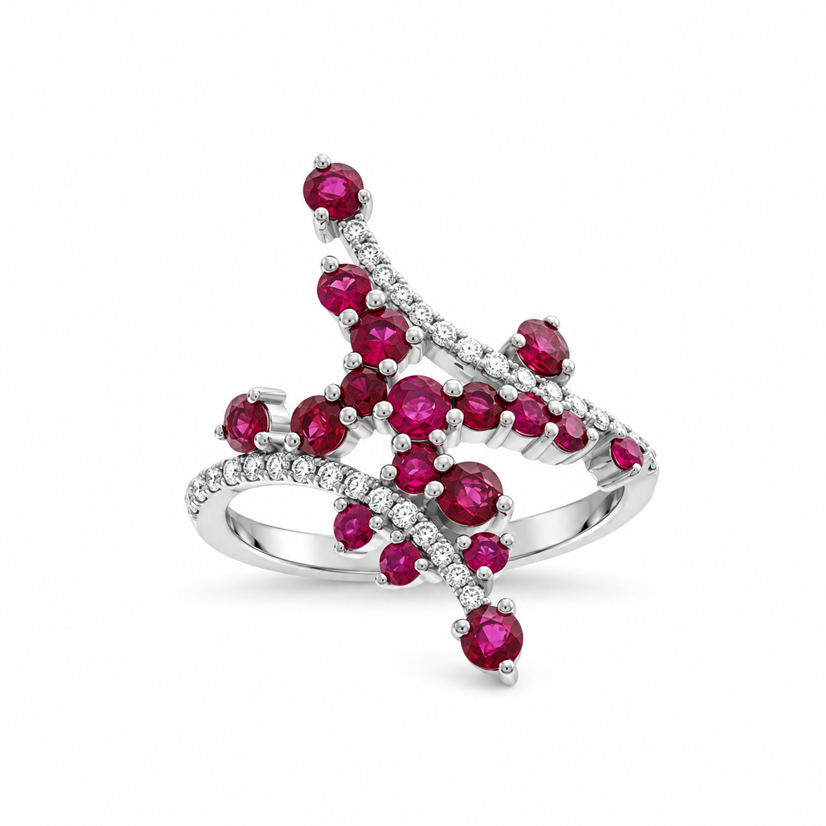 Ruby Cluster Diamond Ring