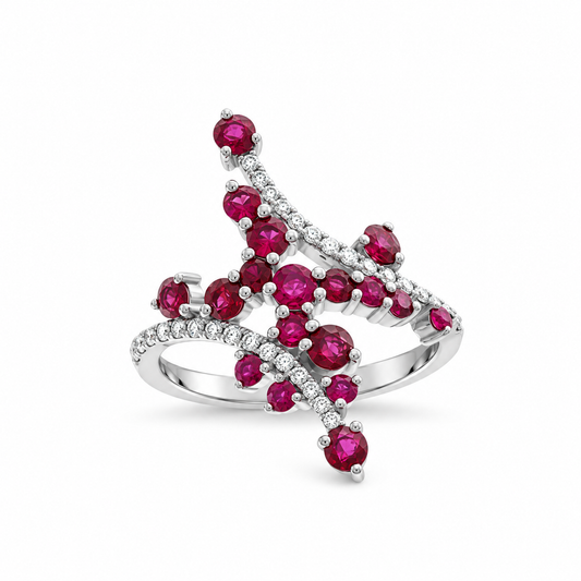 Ruby Cluster Diamond Ring