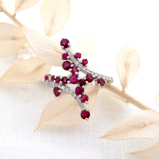 Ruby Cluster Diamond Ring