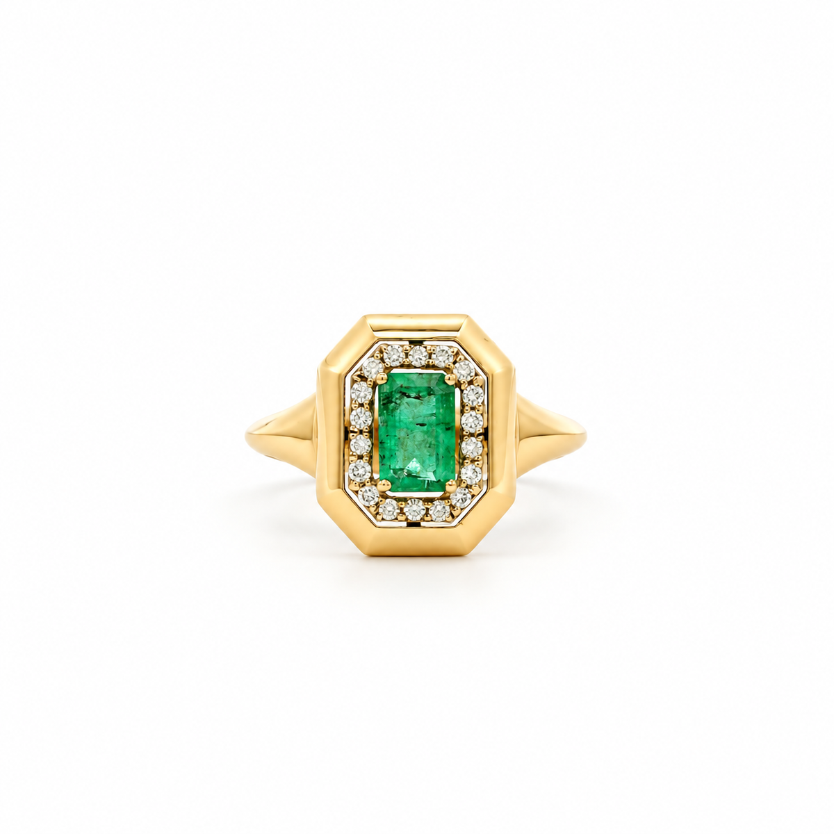 Emerald Octagonal Diamond Ring