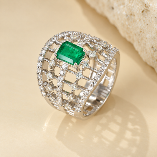 Emerald Cage Statement Ring