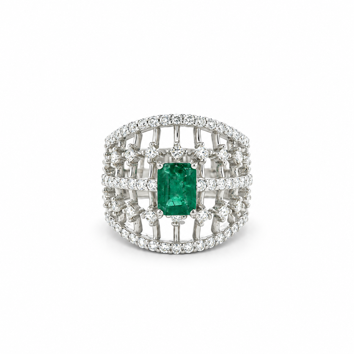 Emerald Cage Statement Ring