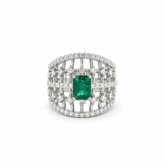 Emerald Cage Statement Ring
