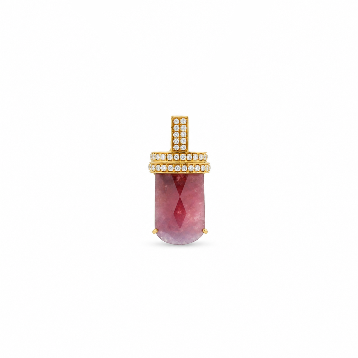 Pink Tourmaline Diamond Barrel Pendant