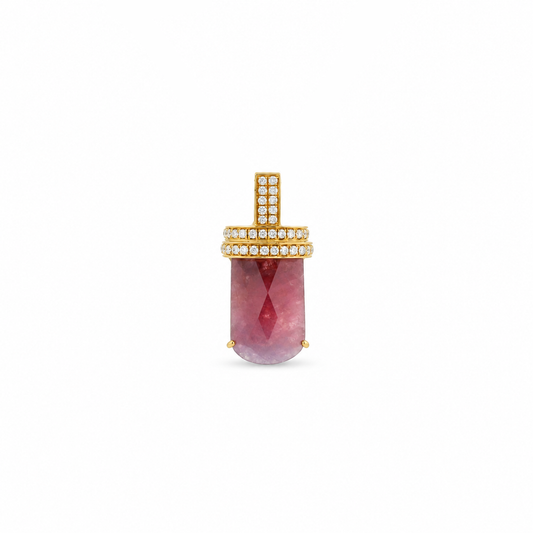 Pink Tourmaline Diamond Barrel Pendant