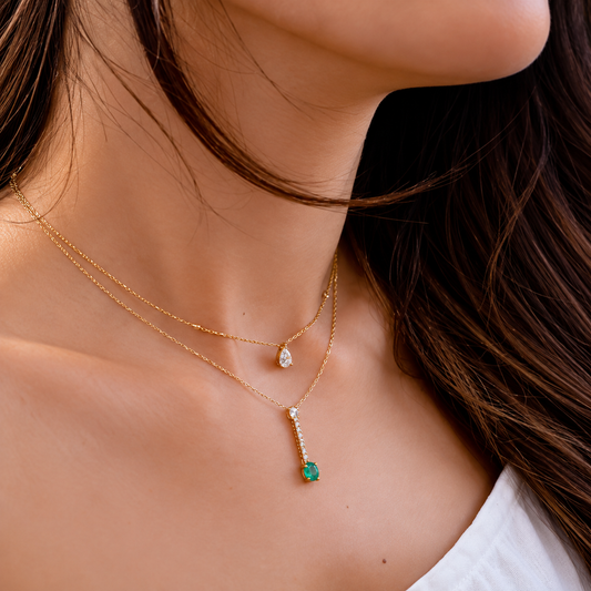 Pear-cut Solitaire Diamond Necklace