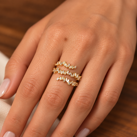 Baguette Spiral Diamond Ring